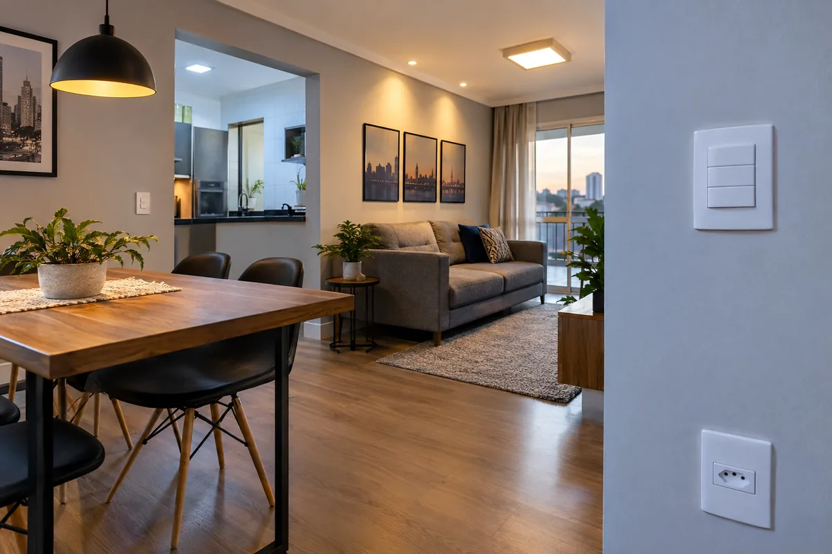 Apartamento renovado após adequação da instalação elétrica em Guarulhos