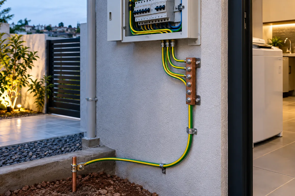 Conexão de equipotencialização concluída em instalação elétrica em Guarulhos