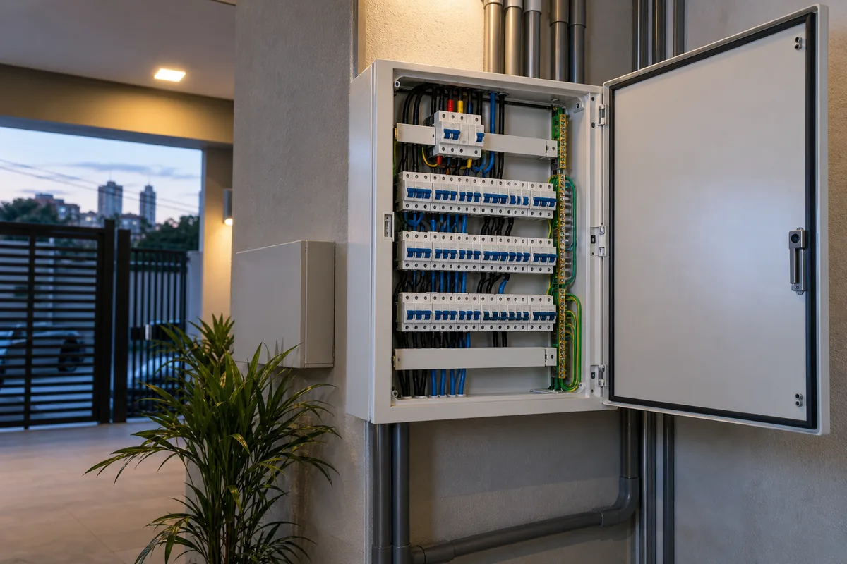 Quadro de distribuição ampliado para maior carga elétrica em Guarulhos