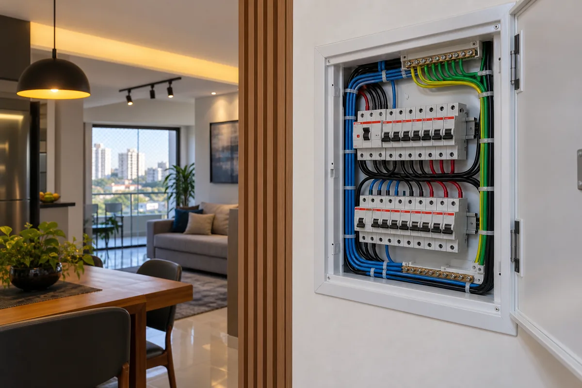 Quadro novo com instalação elétrica organizada em Guarulhos