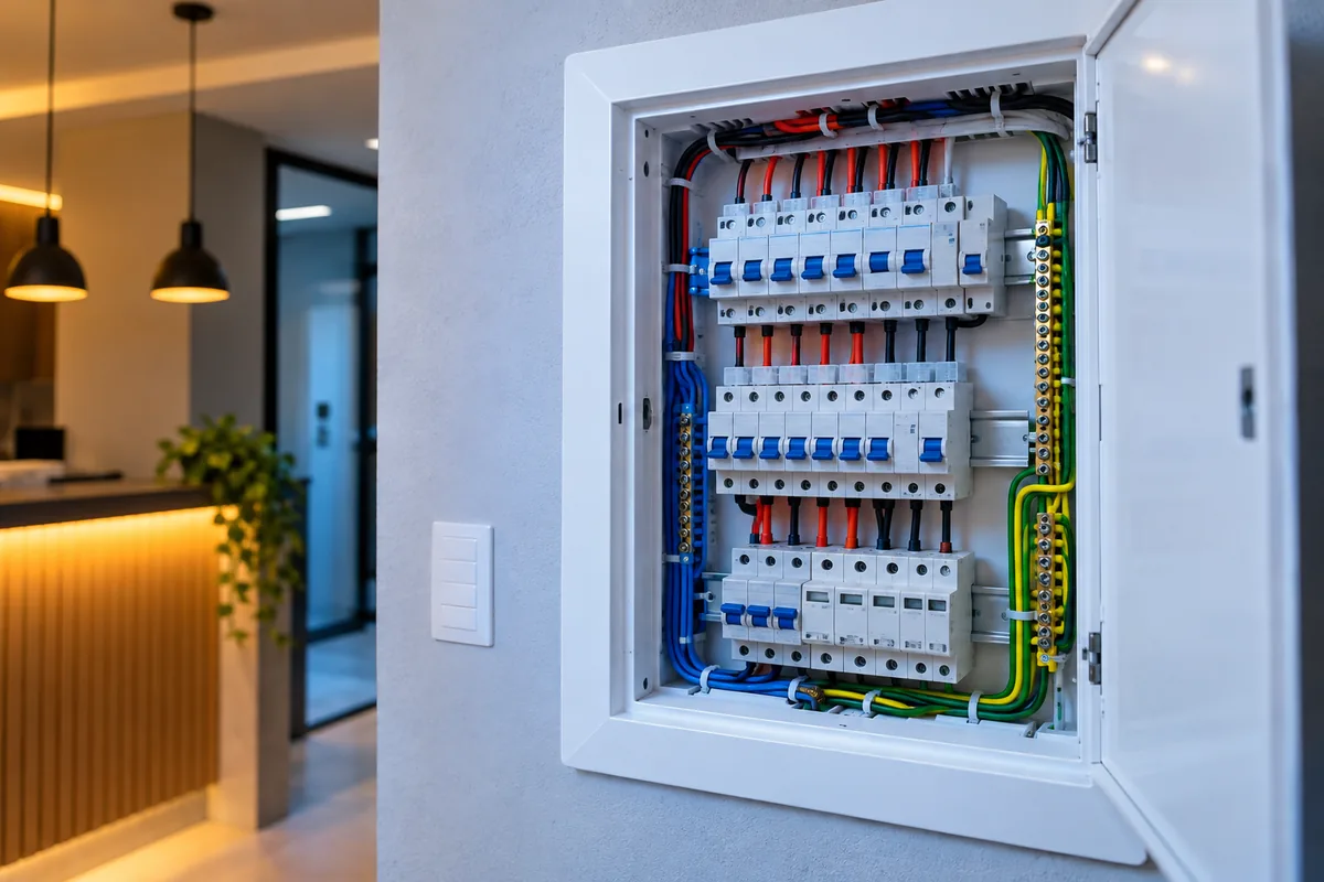 Quadro de distribuição comercial montado e organizado em Guarulhos
