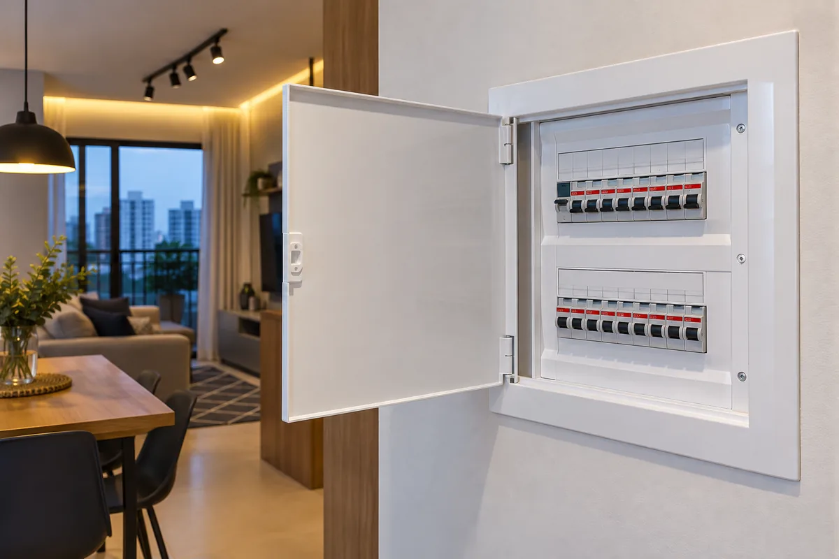 Quadro de distribuição embutido instalado em residência de Guarulhos