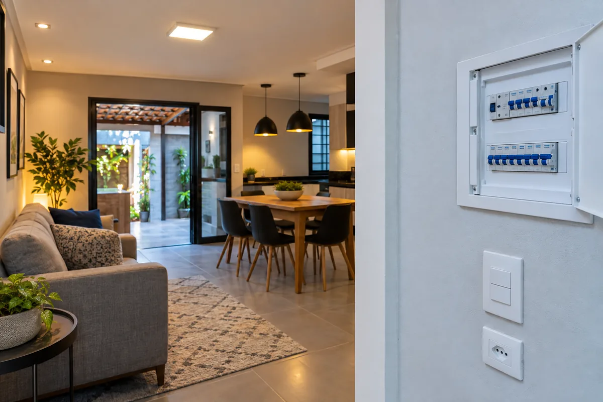 Casa antiga renovada após troca completa da fiação elétrica em Guarulhos